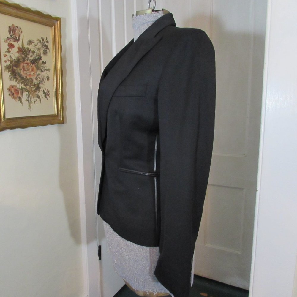 GUCCI Black Blazer with Leather Trim